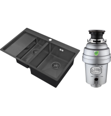 Комплект Мойка кухонная Zorg Inox PVD 5178-2-R grafit + Измельчитель Inox D ZR-38 D