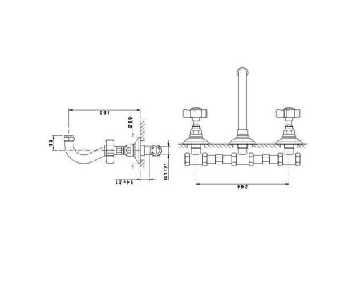 Nicolazzi Dames Anglaises Смеситель для раковины с 2мя ручками, цвет: хром. 1477CR18