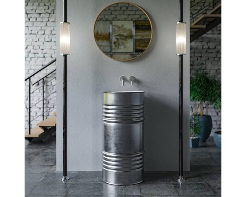 Kerasan Artwork Barrel Раковина 45x90 см, без отв., напольная, слив в стену, цвет: белый/серебро. 474386