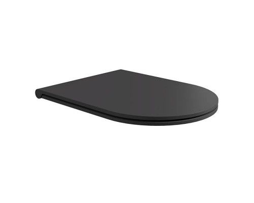 Alice Hide Сиденье с крышкой для унитаза Round, тонкое, с микролифтом, цвет: чёрный матовый/хром. MC3108S