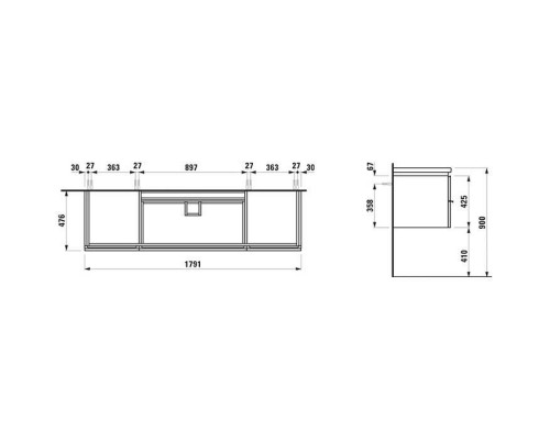 Laufen Living Square Тумба подвесная 180x48см, с раковиной, мультиколор, цвет: 37 темно-коричневый. 8.1643.8.000.104.1,  4.0136.1.075.999.1 - цвет 37 темно-коричневый
