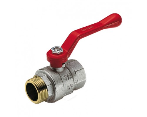 Шаровой кран Tiemme MISTRAL резьба Н/В 1  с алюминиевой ручкой-рычагом красного цвета. 2360014