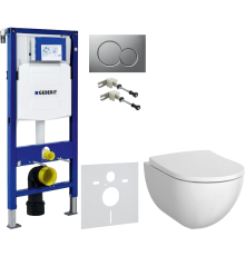 Комплект Унитаз подвесной Geberit Acanto 500.600.01.2 + Крышка 500.605.01.2 + Крепления Duofix 111.815.00.1 к стене + Шумоизоляция 156.050.00.1 + Инсталляция UP 320 111.300.00.5 + Кнопка Sigma 01 115.770.JQ.5 лакированная, матовый хром