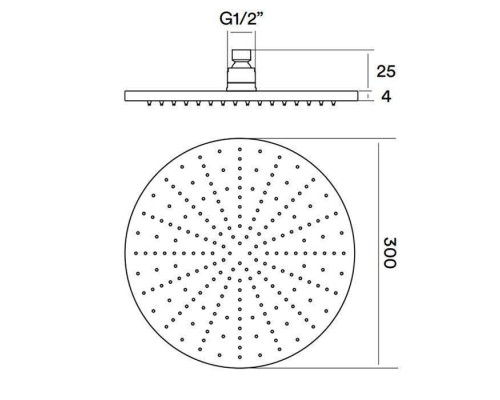 QuadroDesign Верхний душ, 30см., цвет: brushed stainless steel. SF048-AS