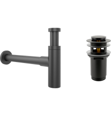 Комплект Wellsee Drainage System 182120001 с донным клапаном с переливом, матовый черный