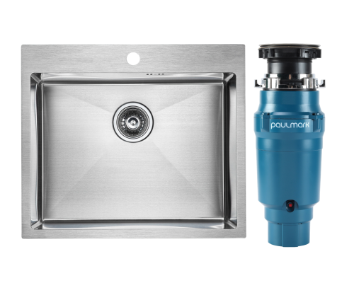 Комплект Мойка Paulmark Kroner PM215951-BS брашированная нержавеющая сталь + Измельчитель Intenso