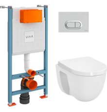 Комплект VitrA S40 L-box 9005B003-7211 подвесной унитаз безободковый, с микролифтом + инсталляция + кнопка