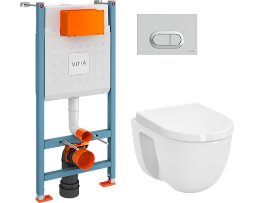 Комплект VitrA S40 L-box 9005B003-7211 подвесной унитаз безободковый, с микролифтом + инсталляция + кнопка
