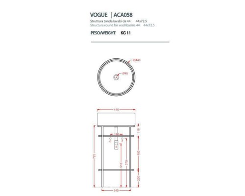 Artceram Vogue Металлическая структура Oslash;44хh72,5см, напольная, с раковиной, с мраморной полочкой, цвет: черный матовый. ACA058 17, ATL001 17 00, TFA012 90 Artceram Vogue Металлическая структура Oslash;44хh72,5см, напольная, с раковиной, с мраморной полочкой, цвет: черный матовый. ACA058 17, ATL001 17 00, TFA012 90