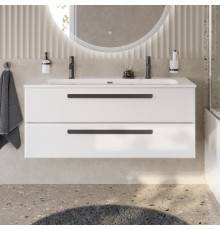 Тумба с раковиной Cezares Eco Cer-N 120, bianco opaco, раковина Eco 120-1-2, ручки черные матовые