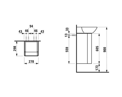 Laufen INO Тумба с раковиной, 28х31х60.5см, с 1 дверцей, с сифоном, с 4 полками, DX, подвесная, покрытие LLC, цвет: темный орех. 4.2530.2.030.171.1, 8.1530.1.000.104.1 Laufen INO Тумба с раковиной, 28х31х60.5см, с 1 дверцей, с сифоном, с 4 полками, DX, подвесная, покрытие LLC, цвет: темный орех. 4.2530.2.030.171.1, 8.1530.1.000.104.1