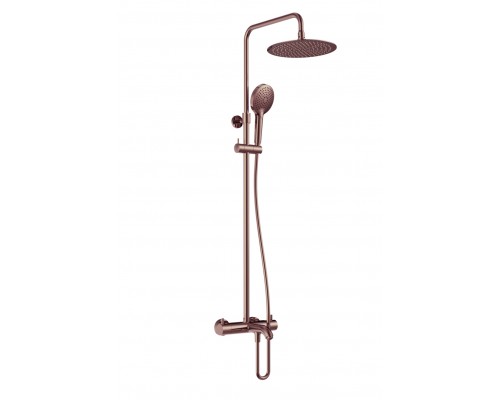 AQM8008BC Душ. сист. с терм. и изливом, Ø250, лейка 3 реж, высота 1100-1500мм, медь шлифованная AQM8008BC