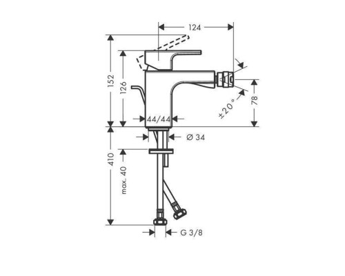 Hansgrohe Vernis Shap Blen Смеситель для биде, однорычажный, с донным клапаном, цвет: матовый черный . 71211670