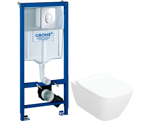 Комплект Унитаз подвесной Geberit Smyle Square 500.685.01.1 + Инсталляция Grohe Rapid SL 38721001 3 в 1 с кнопкой смыва Комплект Унитаз подвесной Geberit Smyle Square 500.685.01.1 + Инсталляция Grohe Rapid SL 38721001 3 в 1 с кнопкой смыва
