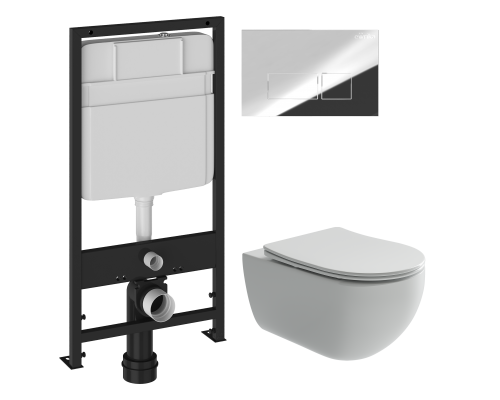 Комплект Унитаз подвесной Ceramicanova Long + Инсталляция EWRIKA ProLT 0026-2020 + Кнопка 0041 хром Комплект Унитаз подвесной Ceramicanova Long + Инсталляция EWRIKA ProLT 0026-2020 + Кнопка 0041 хром