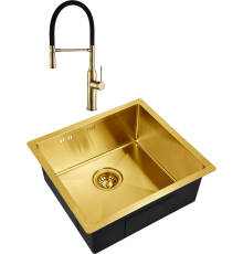 Комплект Мойка кухонная Zorg Inox PVD Inox Pvd SZR-4844 bronze + Смеситель Steel Hummer SH 2022 BRONZE бронза