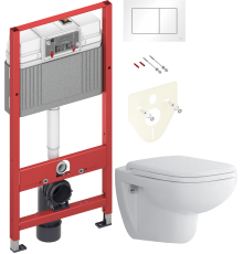 Комплект Унитаз подвесной Duravit D-code 45700900A1 безободковый + Инсталляция TECE Base 9400413 4 в 1 с кнопкой смыва
