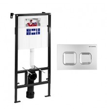 СЕТ Инсталляция Sava Fix Slim+клавиша смыва хром матовый квадр. Инсталляция для подвесного унитаза Sava Fix Slim в комплекте с клавишей смыва