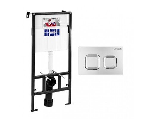 СЕТ Инсталляция Sava Fix Slim+клавиша смыва хром матовый квадр. Инсталляция для подвесного унитаза Sava Fix Slim в комплекте с клавишей смыва