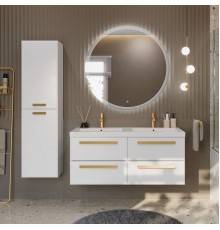 Мебель для ванной комнаты Cezares Eco 120 4 ящика, ручки сатиновое золото, bianco opaco