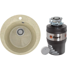 Комплект Мойка кухонная Practik PR-M 475-002 слоновая кость + Измельчитель Bort Alligator Mega