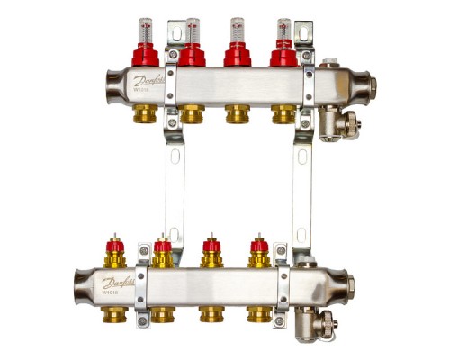 Комплект коллекторов Danfoss SSM-4F с расходомерами и кронштейнами, 4 контура. 088U0954