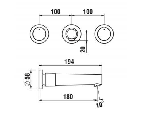 Laufen The New Classic Смеситель для раковины, настенный, для установки с Rough-In, цвет: хром. HF900524100000