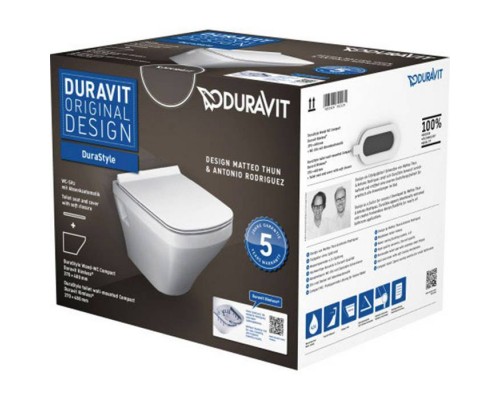 Duravit DuraStyle Комплект: подвесной унитаз 257109 37х48см.+ сиденье с автоматическим закрыванием 006739. 45710900A1 (257109+006379)