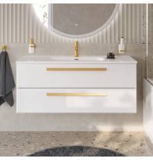 Тумба с раковиной Cezares Eco Cer-N 120, bianco opaco, раковина Duet 120, ручки сатиновое золото