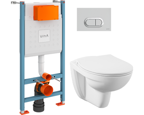 Комплект VitrA Normus L-box 9773B003-7206 с микролифтом + Инсталляция + Кнопка