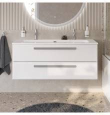 Тумба с раковиной Cezares Eco Cer-N 120, bianco opaco, раковина Eco 120-1-2, ручки серые