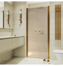 Душевая дверь в нишу Maybahglass MGD-441-3 99 см, профиль матовое золото, стекло бронза