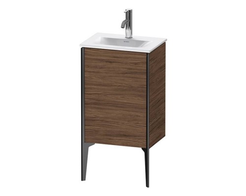 Duravit XViu Тумба подвесная 43x31x59.1см, с раковиной, 1 дверь, (петли справа), цвет: walnut dark/черный матовый. 0733450041,  XV971500000,  XV4068RB221