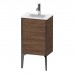 Duravit XViu Тумба подвесная 43x31x59.1см, с раковиной, 1 дверь, (петли справа), цвет: walnut dark/черный матовый. 0733450041,  XV971500000,  XV4068RB221