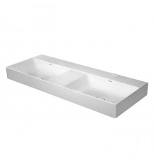 Duravit DuraSquare Раковина подвесная 120х47см, с отметками на 2 отв., двойная, без перелива, с покрытием WonderGliss, цвет: белый. 23531200401