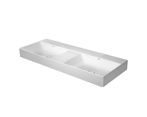 Duravit DuraSquare Раковина подвесная 120х47см, с отметками на 2 отв., двойная, без перелива, с покрытием WonderGliss, цвет: белый. 23531200401