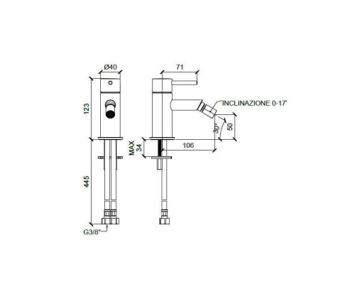 Almar Bidet Смеситель для биде, 1 отв., без донного клапана, цвет: Copper Brushed PVD. E214003.CO Almar Bidet Смеситель для биде, 1 отв., без донного клапана, цвет: Copper Brushed PVD. E214003.CO