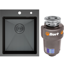 Комплект Мойка кухонная D K DKS415006 графит + Измельчитель Bort Titan Max Power