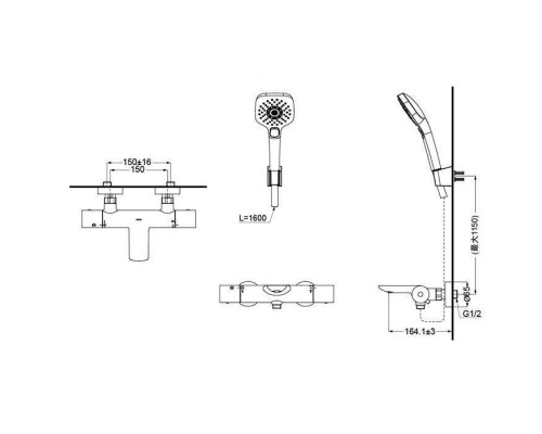 TOTO Showers Смеситель термостатический  для ванн и душа, открытый монтаж, SMA, цвет: хром. TBV01402R