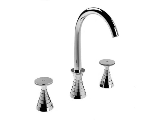 Stella Titian Смеситель для раковины на 3 отверстия 3222 с высоким изливом, с донным клапаном, цвет: хром. TT 00015 CR00