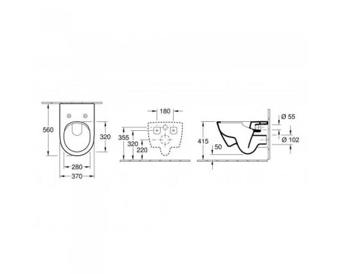 VilleroyBoch Subway 2.0 Унитаз подвесной 370*560*365, безободковый, в комплекте сиденье SlimSeat, микролифт, CeramicPlus, цвет альпийский белый. 5614R2R1