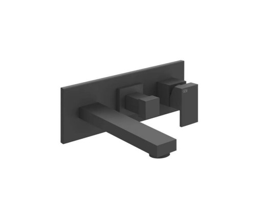 Gessi Rettangolo Смеситель для раковины, встраиваемый, однорычажный, с изливом и переключателем PULL, внешняя часть, цвет: Black XL. 44907#299