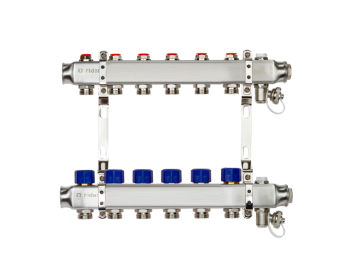 Комплект коллекторов Ридан SSM-6R set с кронштейнами, 6 контуров 088U0976R