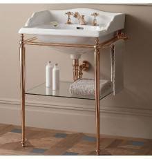 DevonDevon Tiffany Декоративная структура 79х41см, с раковиной на 1 отв., напольная, цвет: золото/белая. DETIFFANY,  IBLG1FCAM
