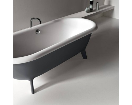 Agape Ottocento Small Ванна отдельностоящая 155x77.5x58 см, слив-перелив полированный хром, цвет: темно-серый. AVAS0967ZGSP