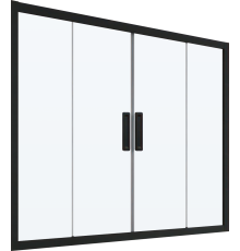 Шторка на ванну Kubele DE019 P4-CLN-BLMT 155х150 см, профиль матовый черный