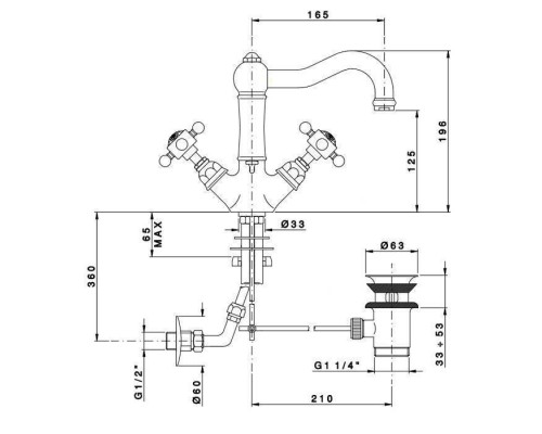Nicolazzi P.m. Blanc Смеситель для раковины на 1 отверстие, цвет: бронза. 1432BZ78 Nicolazzi P.m. Blanc Смеситель для раковины на 1 отверстие, цвет: бронза. 1432BZ78