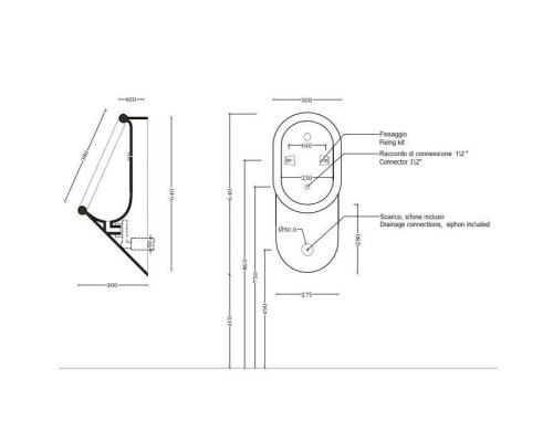 Artceram Babila Писсуар 37x30х64см., подвесной, saniglaze, цвет: белый. BRO001 01 00