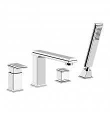 Gessi Eleganza Смеситель для ванны на 4 отверстия, с переключателем, изливом и ручным душем, цвет: хром. 46037#031