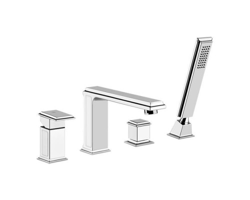 Gessi Eleganza Смеситель для ванны на 4 отверстия, с переключателем, изливом и ручным душем, цвет: хром. 46037#031